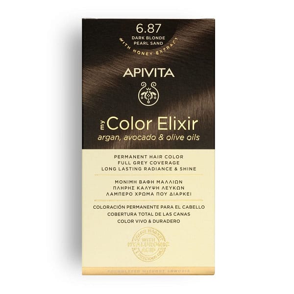 <p style="text-align: center;"><strong>MY COLOR ELIXIR</strong></p><p>Βαφή Μαλλιών Ξανθό Σκούρο Περλέ Μπεζ 6.87</p>