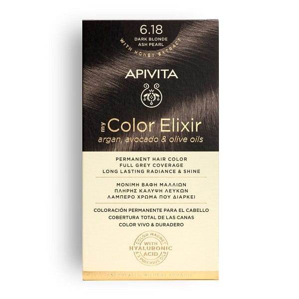 <p style="text-align: center;"><strong>MY COLOR ELIXIR</strong></p><p>Βαφή Μαλλιών Ξανθό σκούρο σαντρέ περλέ 6.18</p>