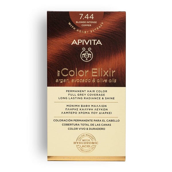 <p style="text-align: center;"><strong>MY COLOR ELIXIR</strong></p><p>Βαφή Μαλλιών Ξανθό Έντονο Χάλκινο 7.44</p>