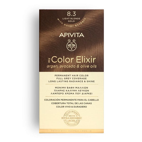 <p style="text-align: center;"><strong>MY COLOR ELIXIR</strong></p><p>Βαφή Μαλλιών Ξανθό Ανοιχτό Μελί 8.3</p>